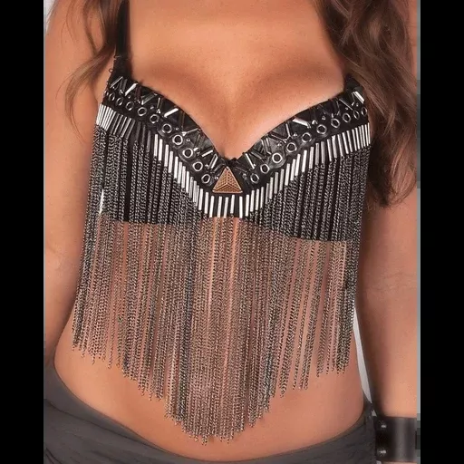 Black Tassel Fringe Bra Top