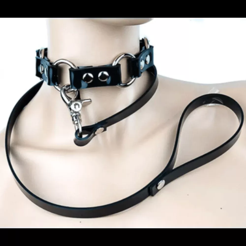 Black Vinyl Collar & Leash Set