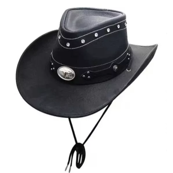 Black Western Hat with Tie-Up String