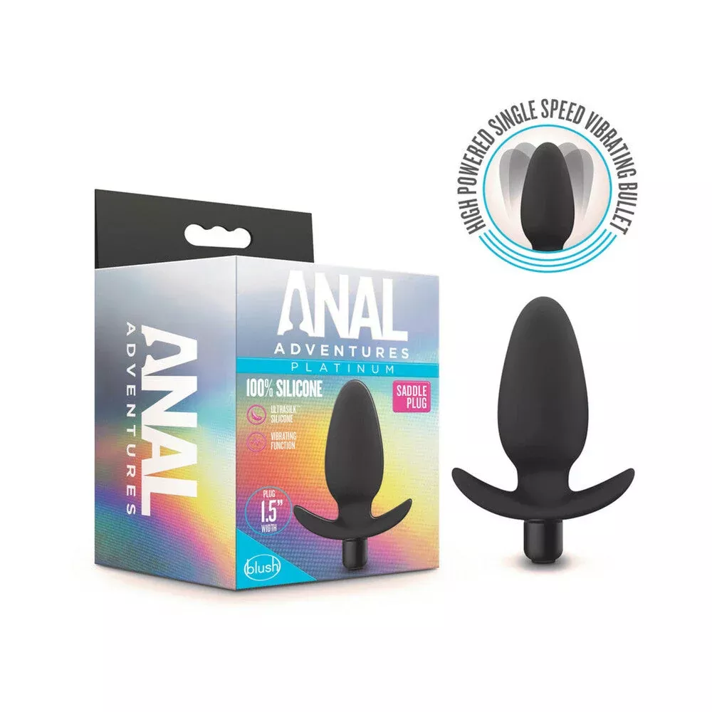 Blush Anal Adventures Platinum Silicone Vibrating Saddle Plug Black