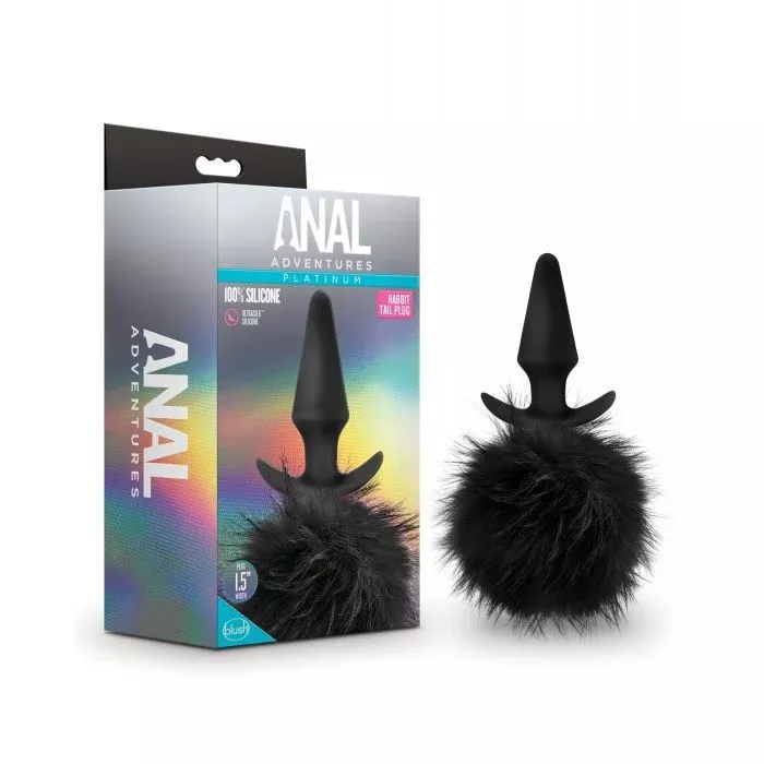 Blush Novalties Anal Adventures Platinum Rabbit Tail Plug - Black
