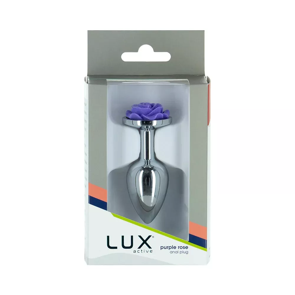 BMS Lux Active Rose Metal Butt Plug 3 in. Purple