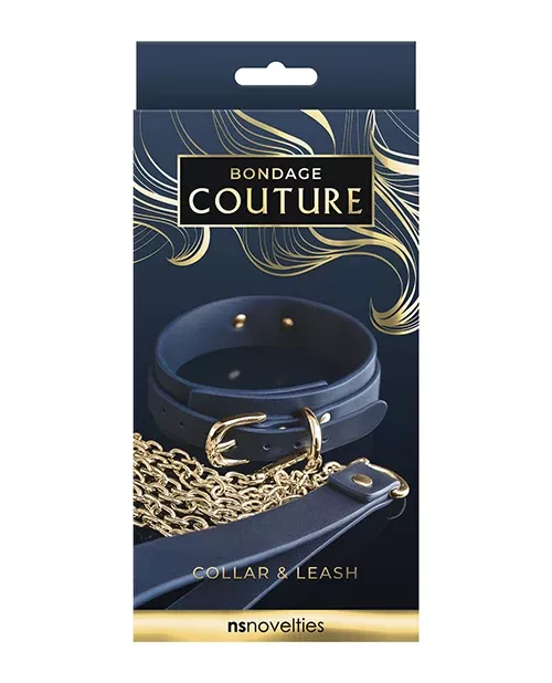 Bondage Couture Vinyl Collar & Leash - Blue