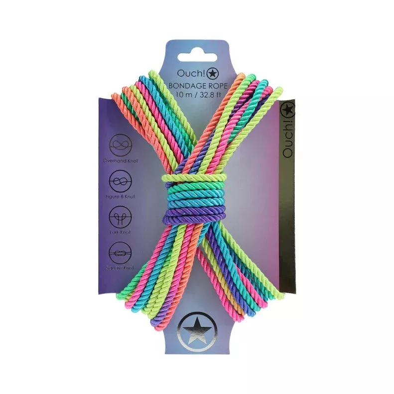Bondage Rope 10M - Multicolor Nylon Restraint Rope, Silky Smooth and Easy to Clean