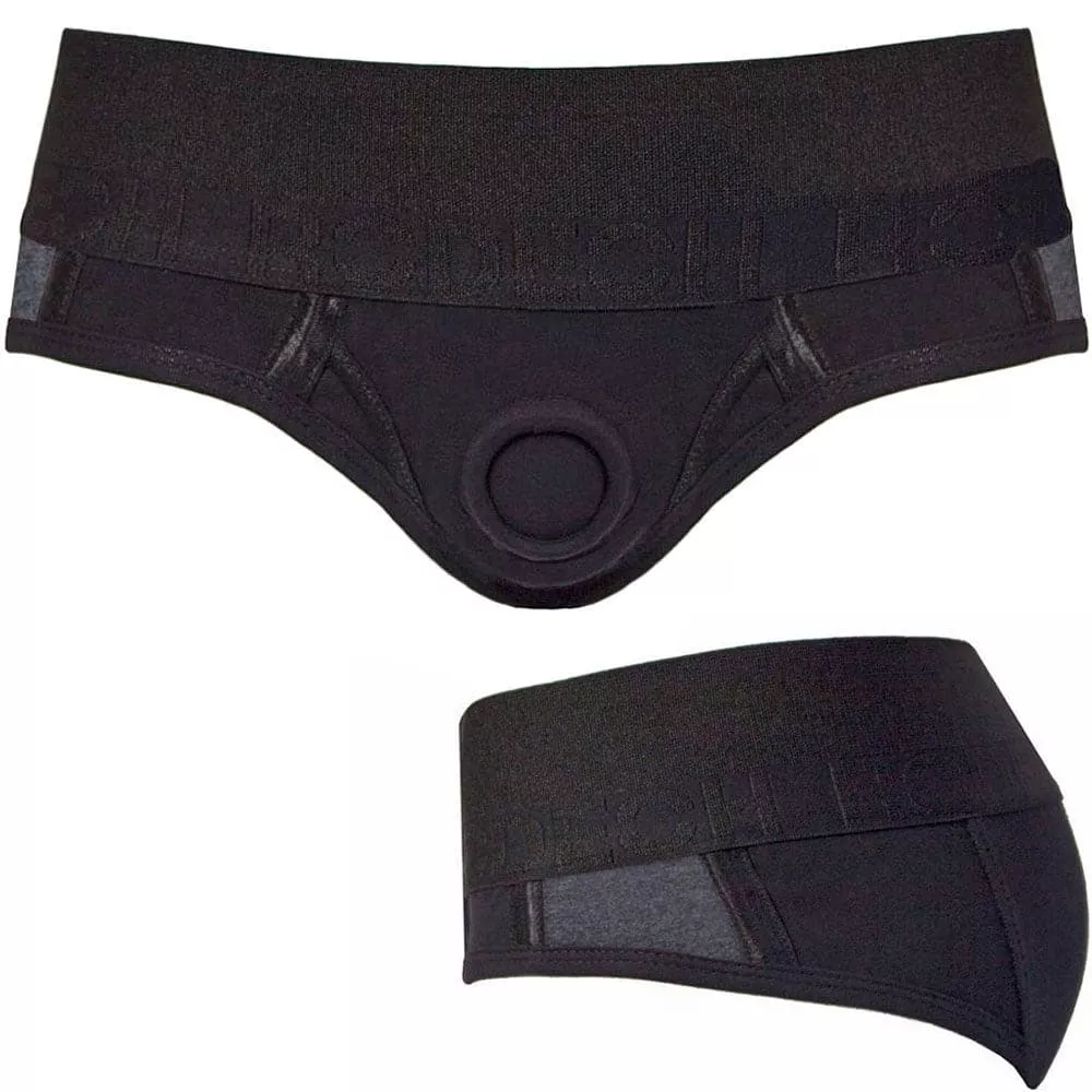 Brief+ Harness - Black & Gray Stripe