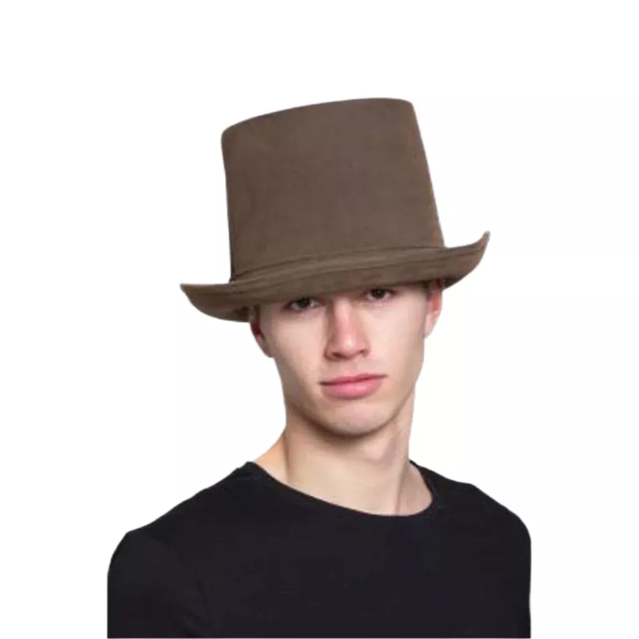 Brown Leather Like Steampunk Top Hat