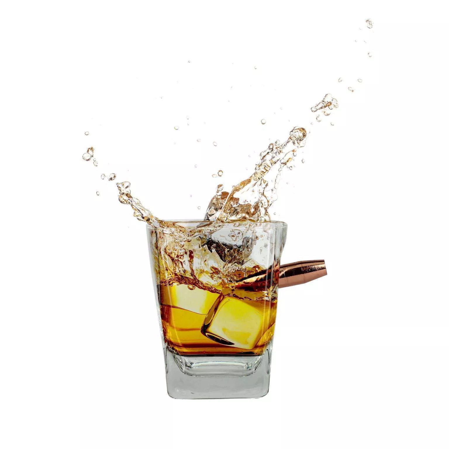 Bullet Through Whiskey Glass