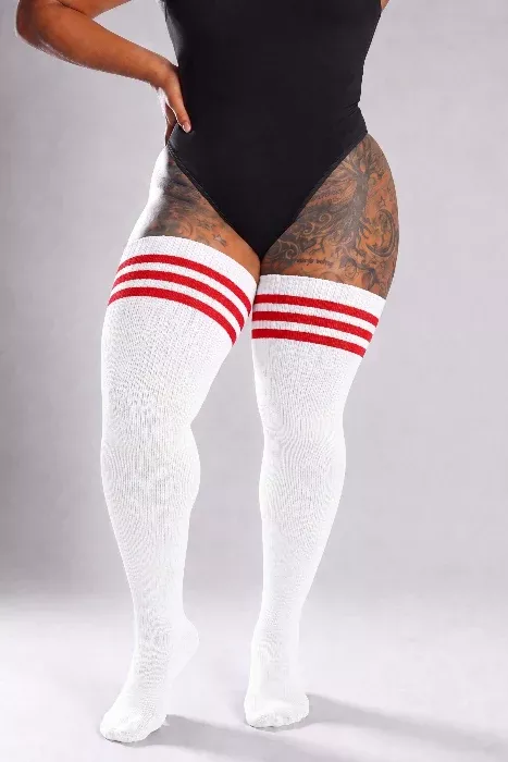 Candy Cane Stripes Thigh High Socks