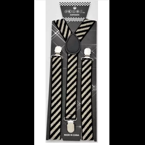 Champagne Striped Glitter Suspenders