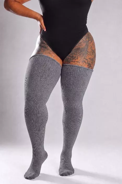 Charcoal Gray Charmers Thigh High Socks