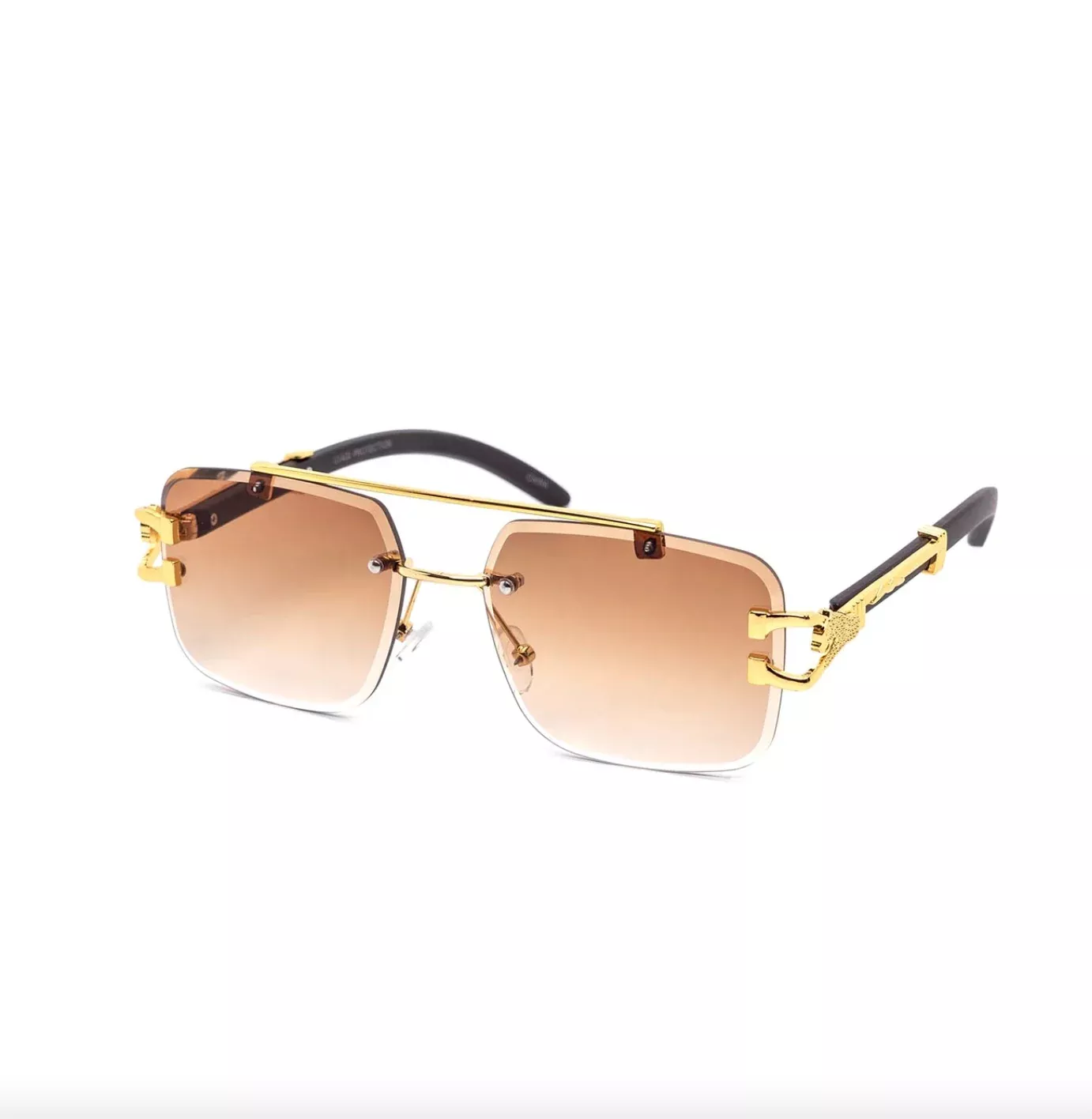 Chic Rimless Gradient Snake Miter-Cut Aviator Sunglasses