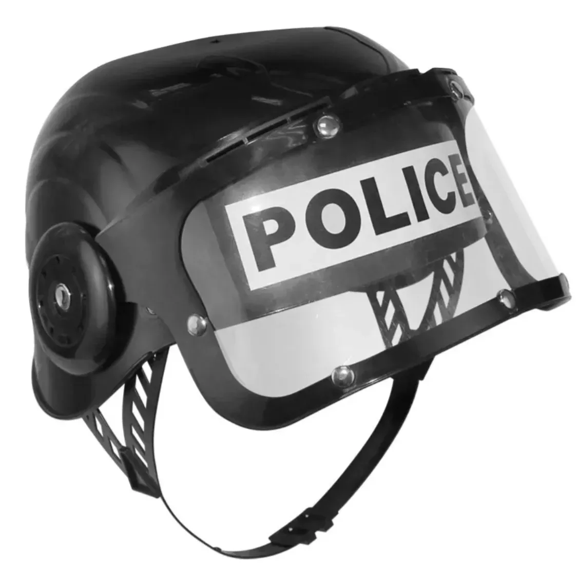 Child's Black Police Helmet With Eye Shield