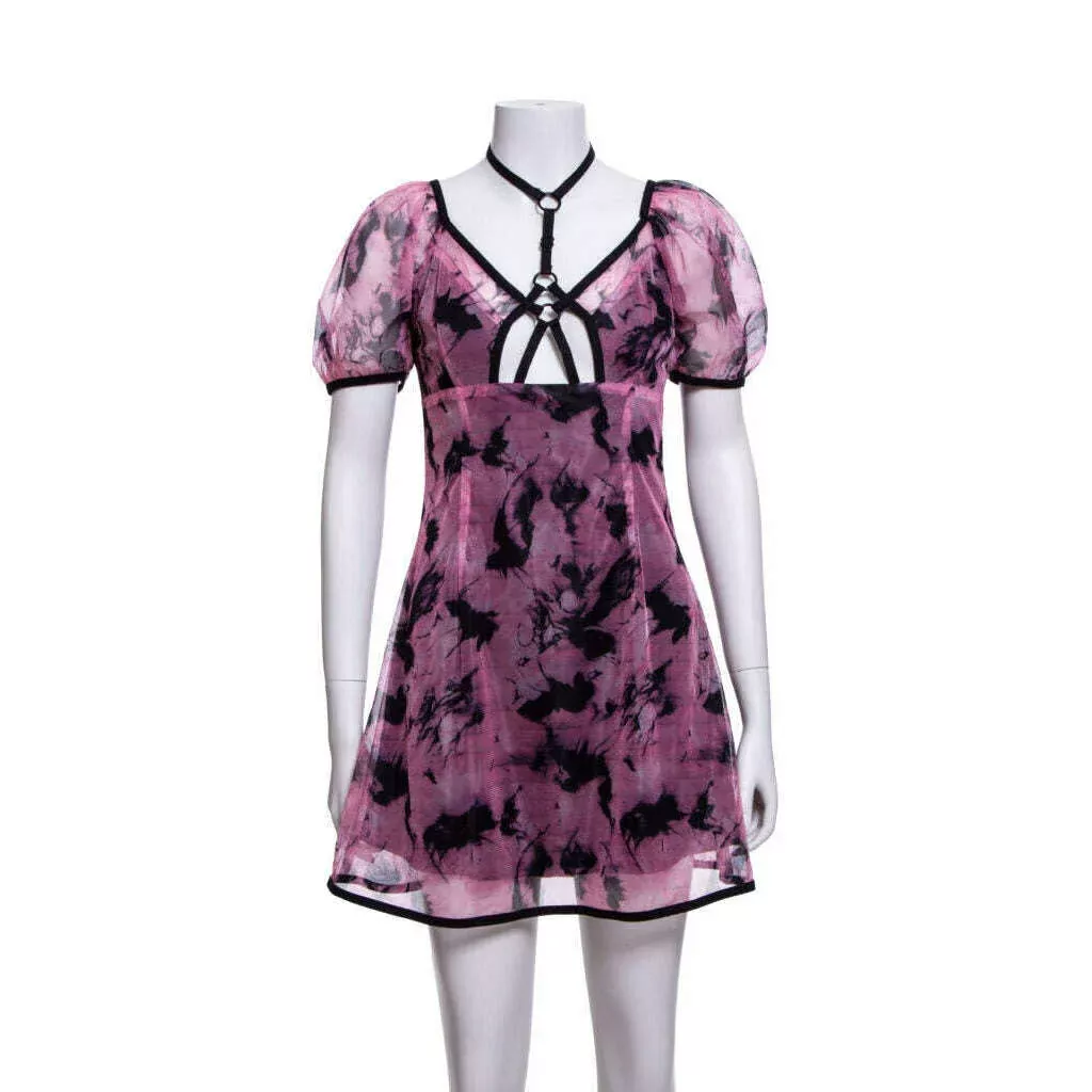 Choker Harness Tie-Dye Dress