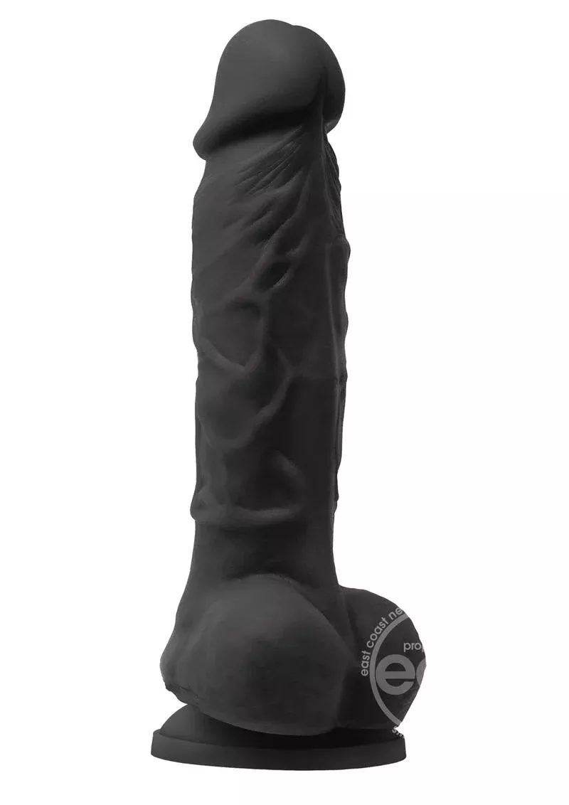 Colours Pleasures Silicone Vibrating Dildo with Balls 5in - Black