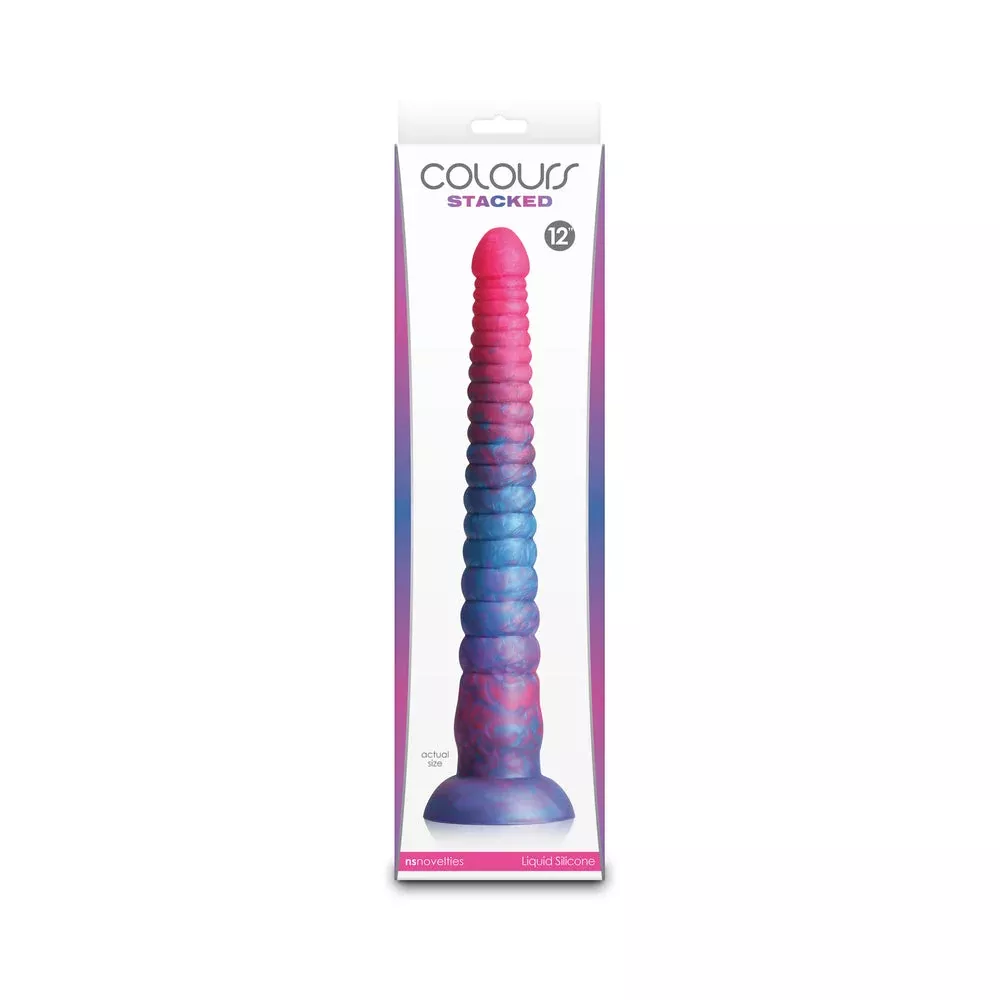Colours Stacked 12 in. Dildo Pink/Blue