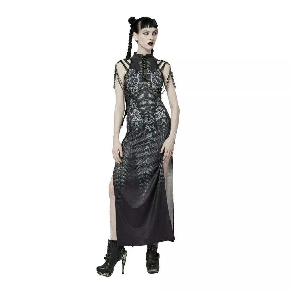 Cyber Grey Side Slit Maxi Dress