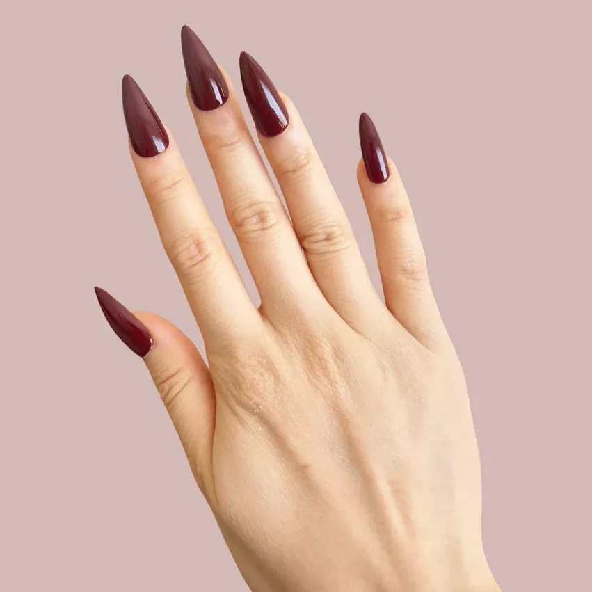 Deep Burgundy Stiletto Shaped Press On Nails