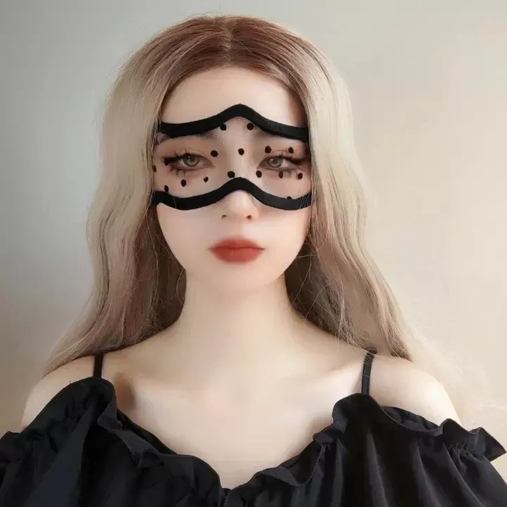 Delicate Lace Polka Dot Mesh See-Through Eye Mask