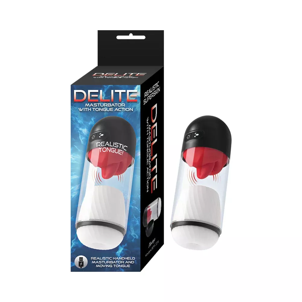 Delite Masturbator With Tongue Action - White