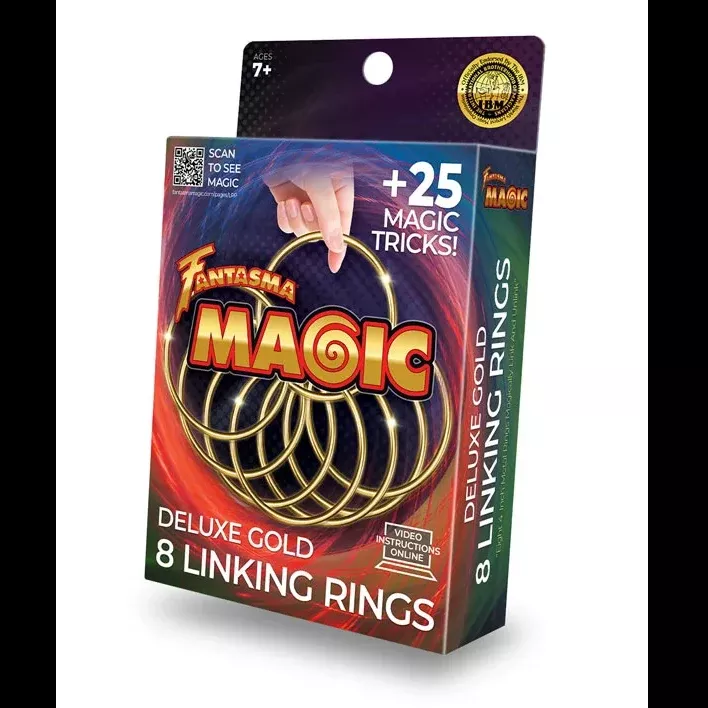 Deluxe Gold Linking Rings Illusion Kit w/ 25 Magic Tricks