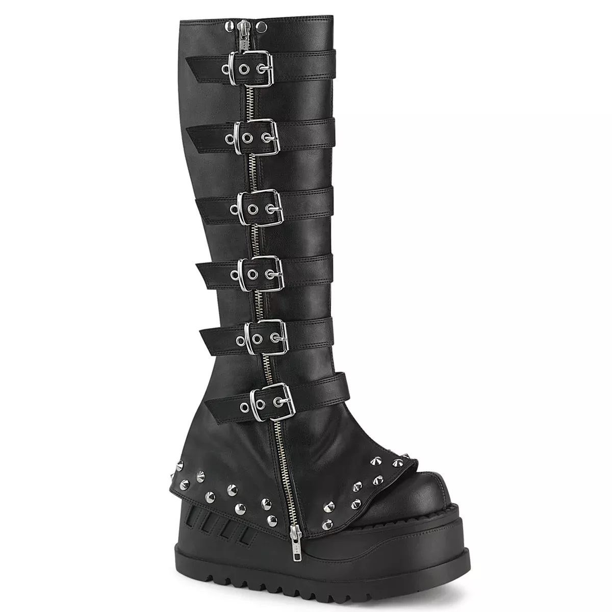 Demonia Stomp-223 Bell Bottom Draped Platform Knee High Boot