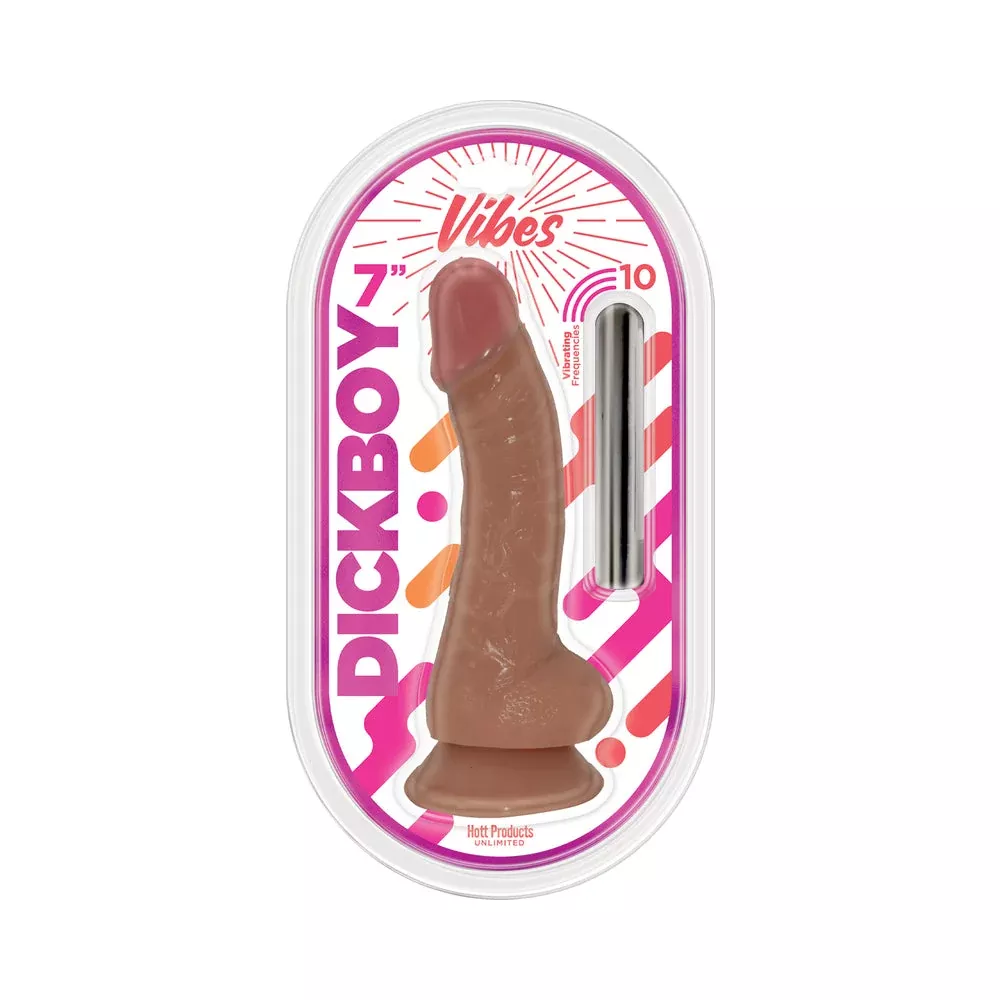 Dickboy Vibes 7 in. Dildo with Rechargeable Bullet Caramel