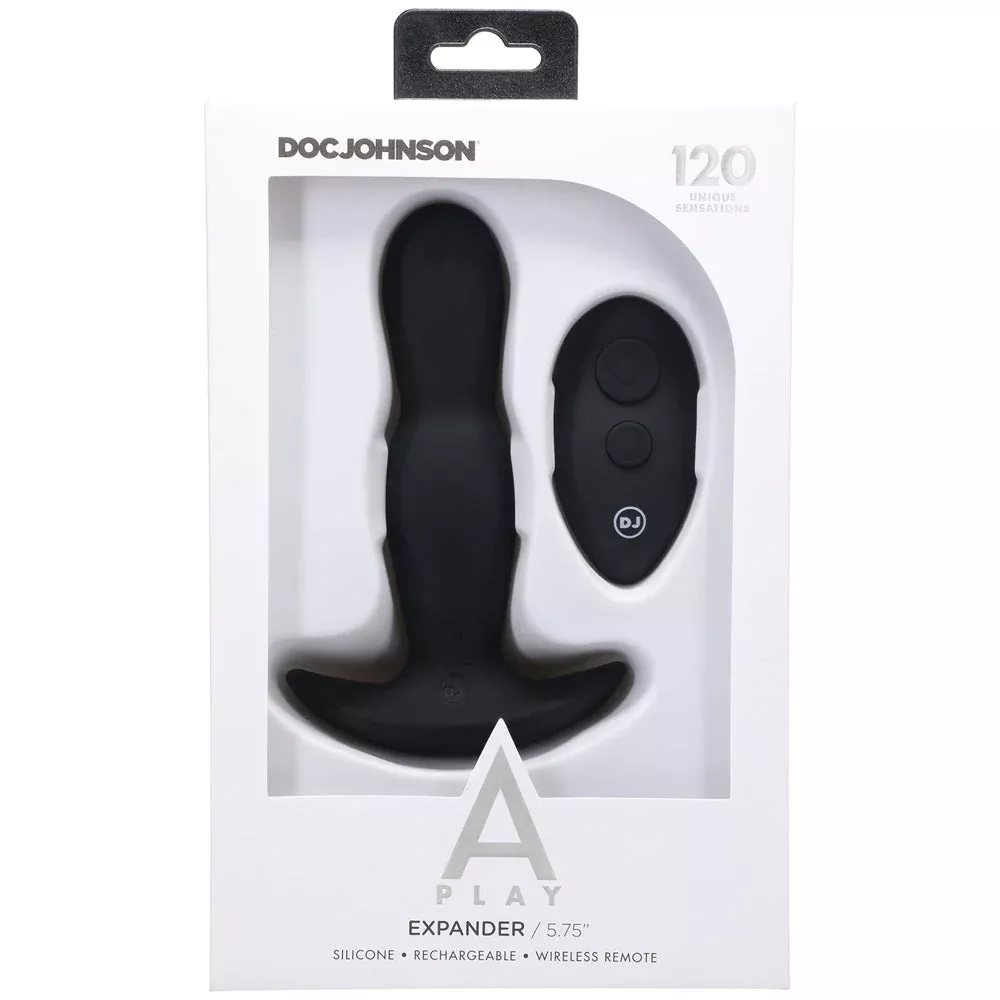 Doc Johnson A-Play EXPANDER Rechargeable Silicone Anal Plug with Remote Black
