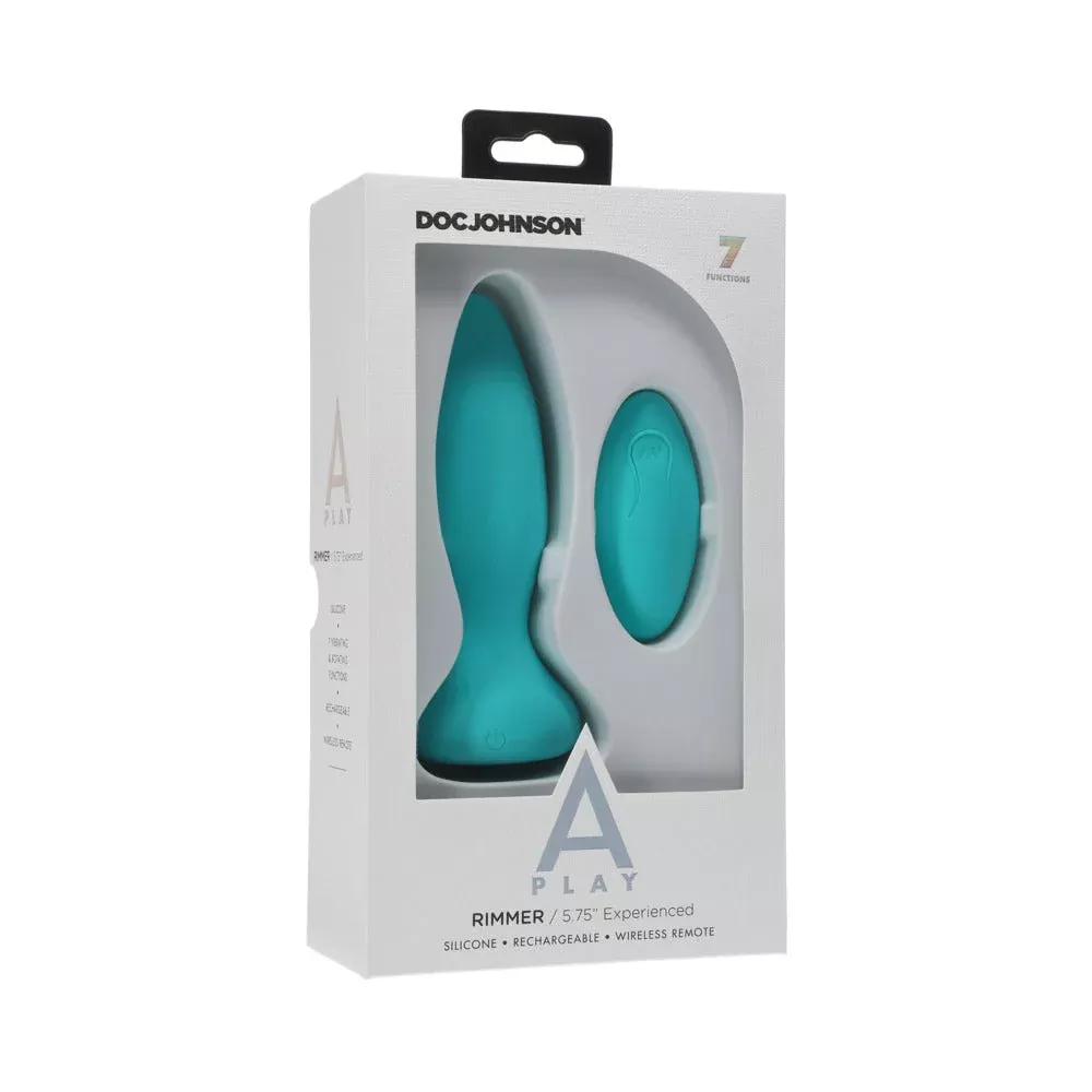 Doc Johnson A-Play Rimmer Experienced Rechargeable Silicone Anal Plug with Remote Teal