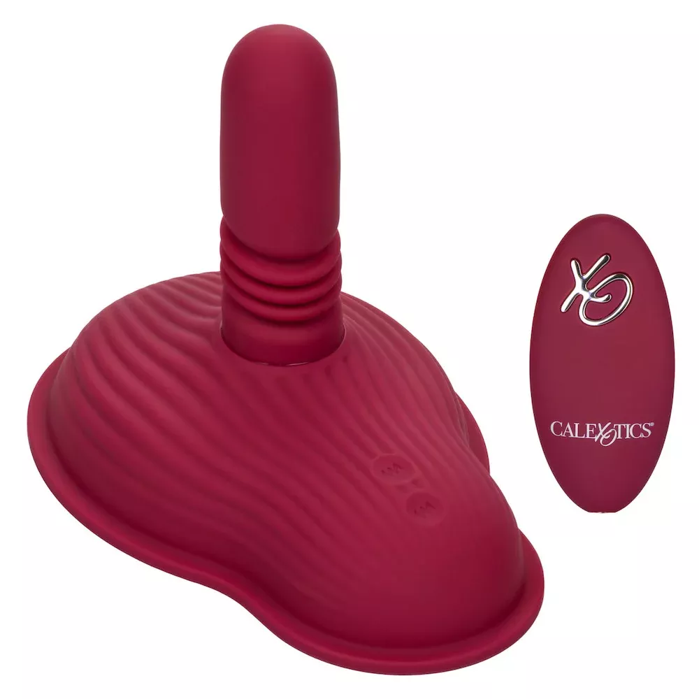 Dual Rider Rechargeable Silicone Remote Control Thrust & Grind Massager - Red