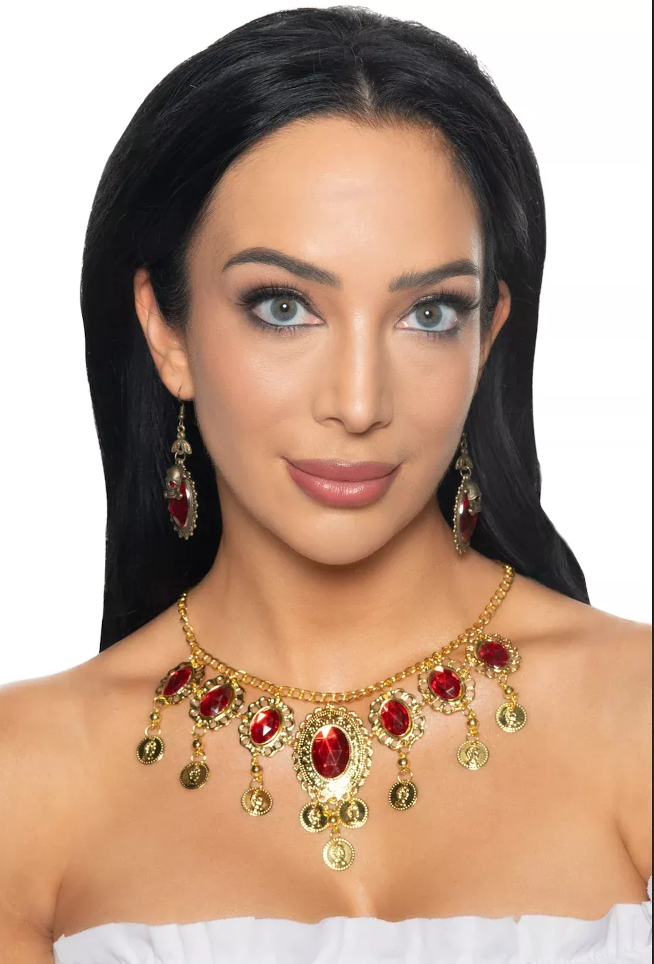 Elegant Ruby Gems Gold Necklace