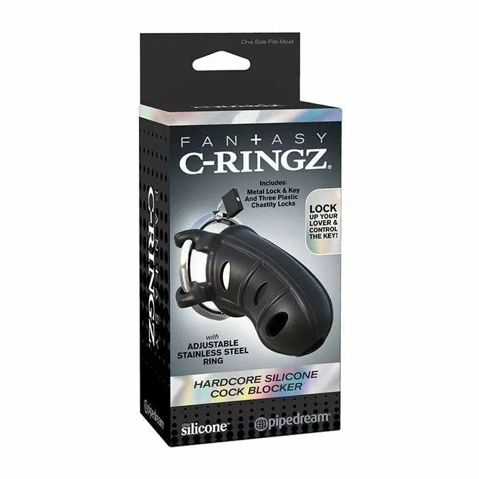 Fantasy C-Ringz Hardcore Silicone Cock Blocker - Black