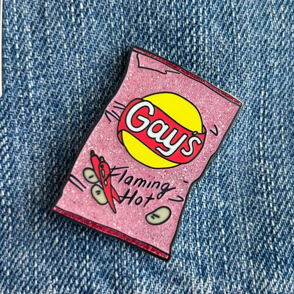 Flaming Hot Gays Enamel Pin