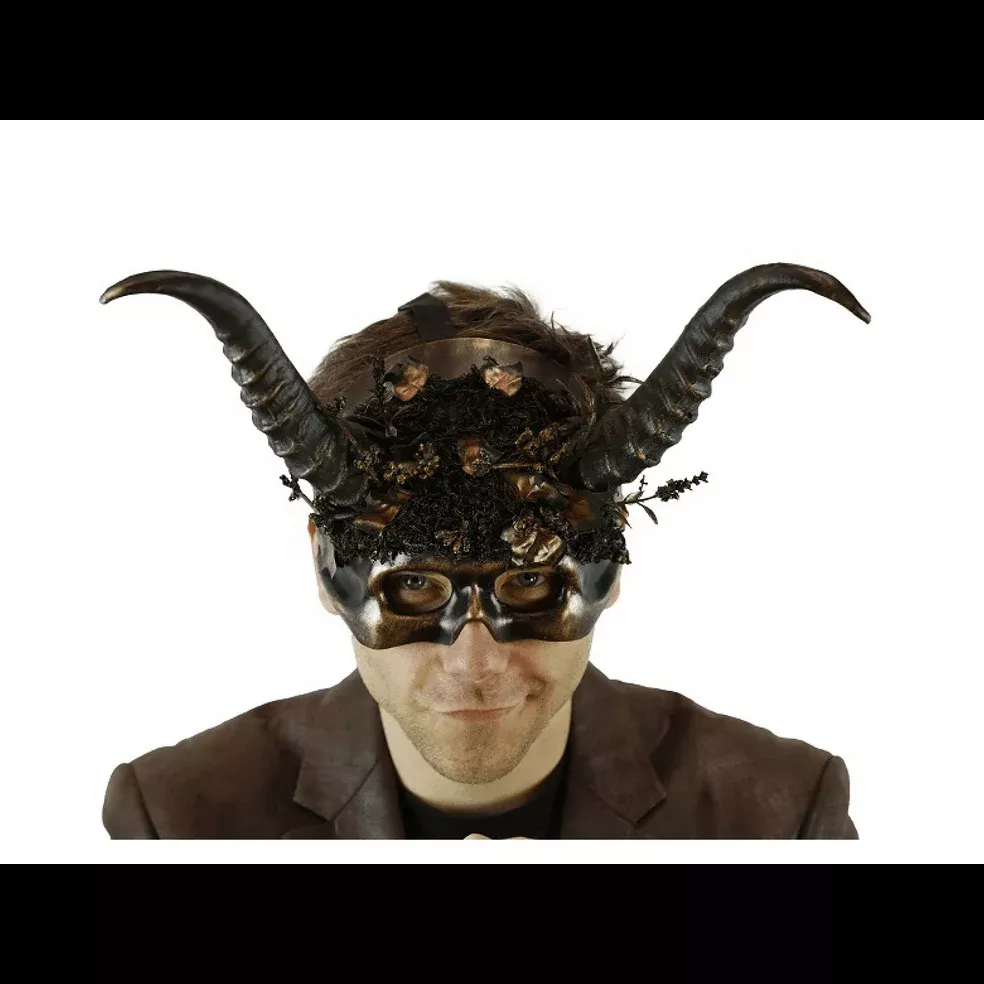 Forest Style Mask with Horns and Floral Decoration
