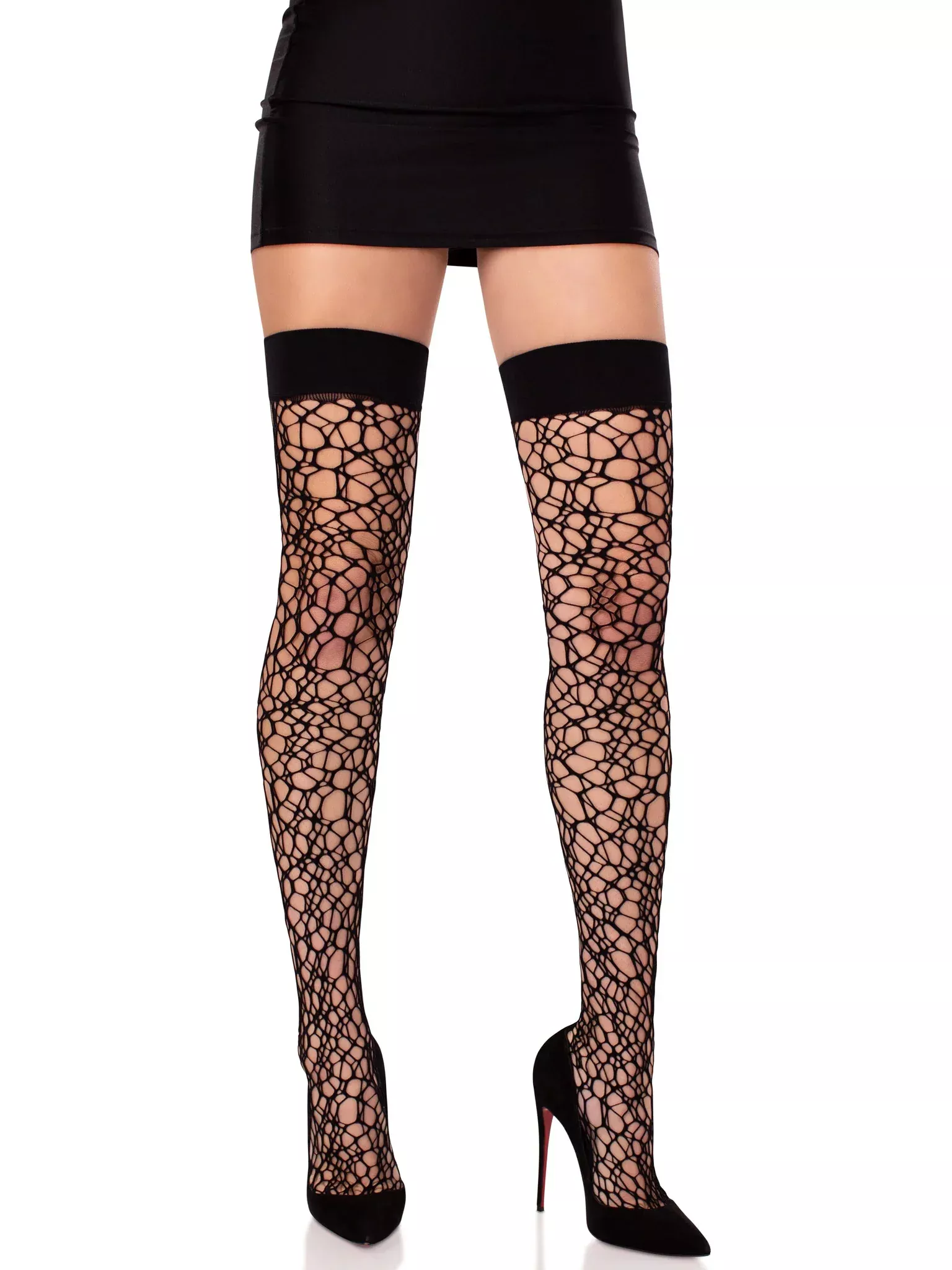 Fractured Net Thigh Highs