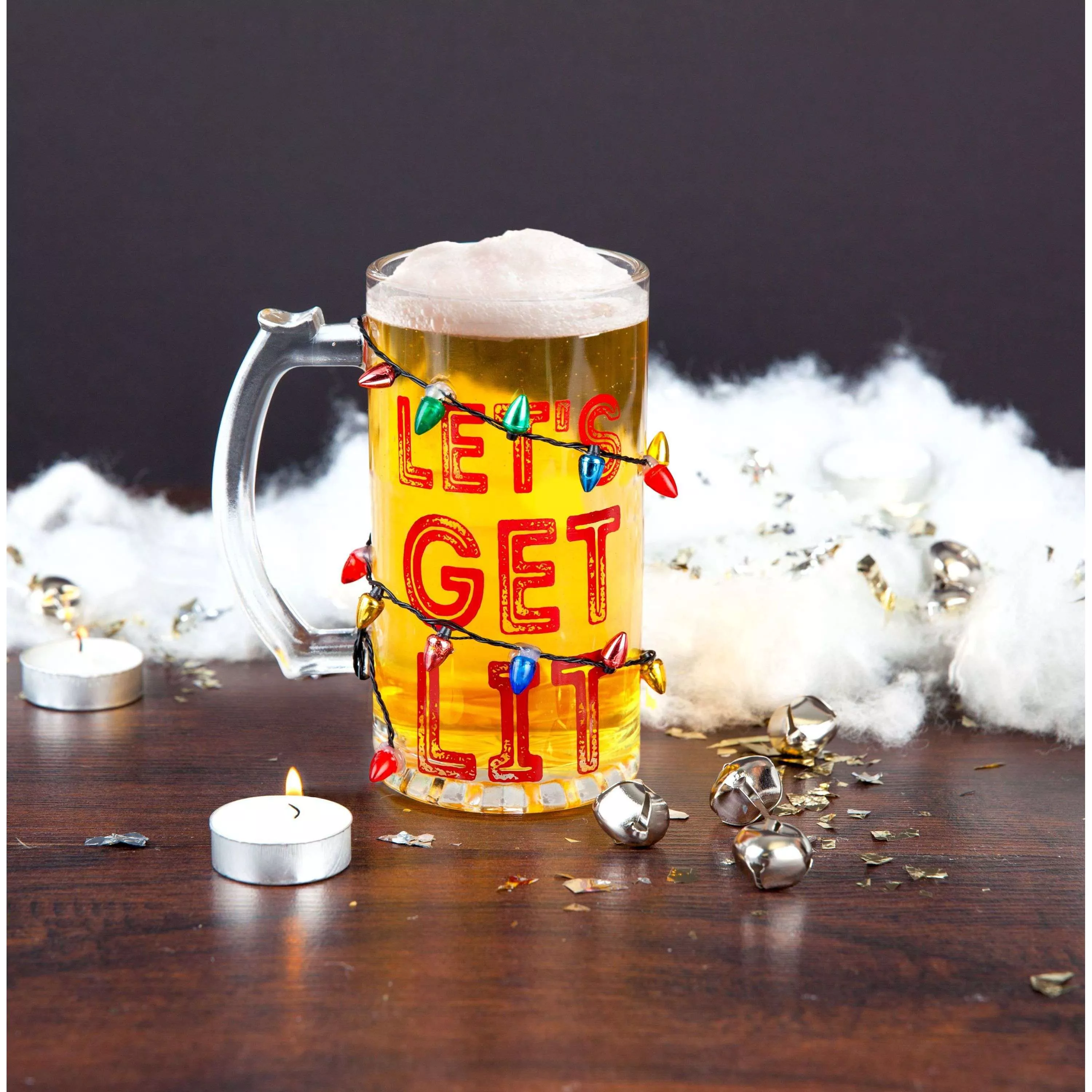 Get Lit' LED Holiday Lights Beer Glass