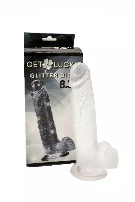 Get Lucky 8.5" Real Skin Glitter Dick Clear