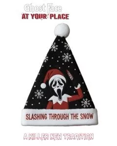 Ghost Face Graphic Santa Hat