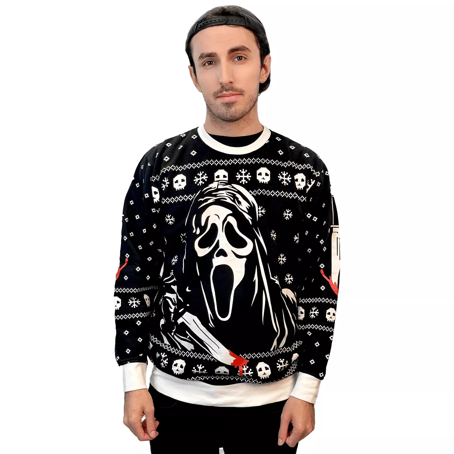 Ghostface Printed Graphic Holiday Sweater