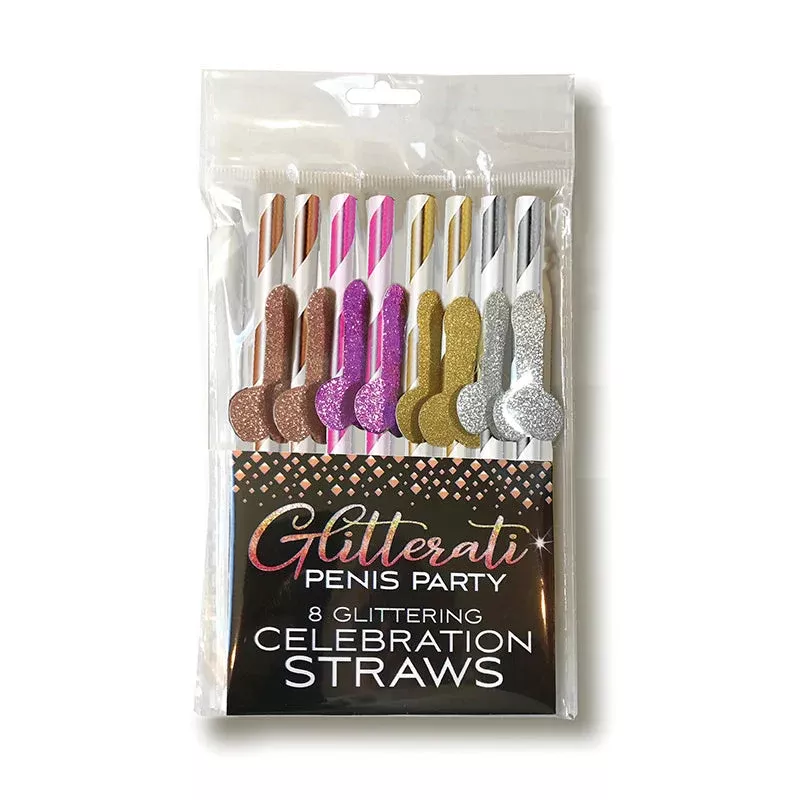 Glitterati Penis Party Cocktail Celebration Straws 8-Pack