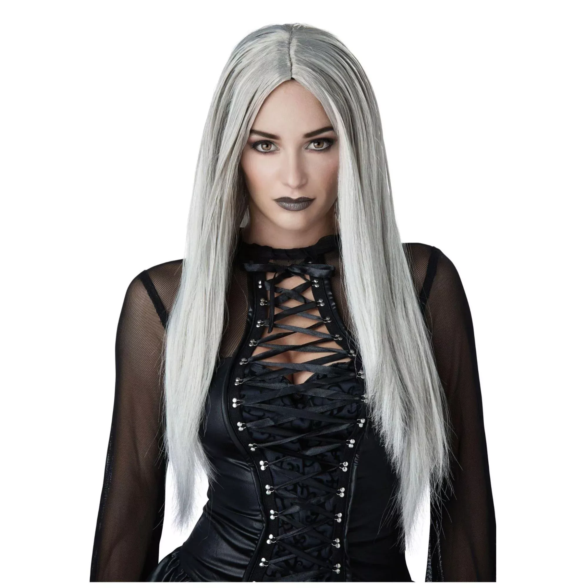 Gothic Matriarch Long Grey Wig