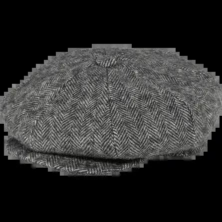 Grey Herringbone News Boy Hat
