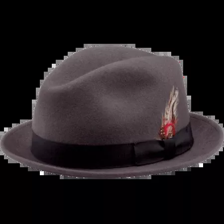 Grey Pinched Stingy Fedora Hat