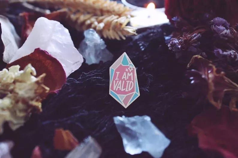 Grrrl Spells Pin "I Am Valid"