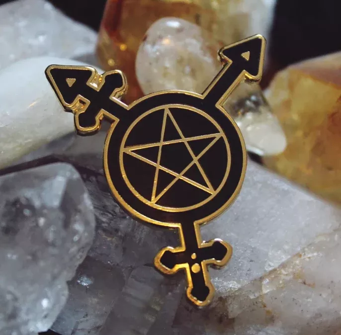 Grrrl Spells Pin Trans Pentacle