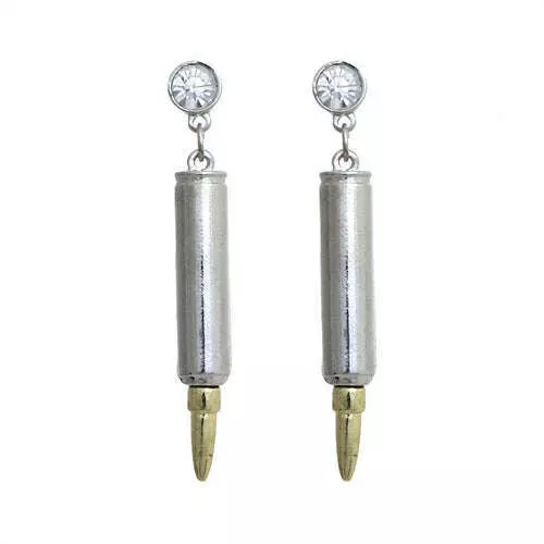Gunslinger Rhinestone Bullet Earrings