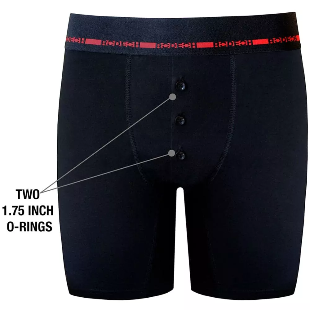 High Rise Button Fly Boxer+ Harness - Black - Plus Size