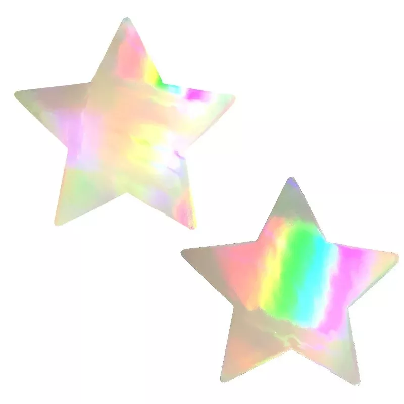 HOLOGRAPHIC Pasties Star - NEVA NUDE - White