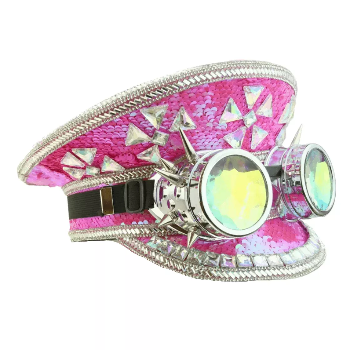 Hot Pink Spiked Goggles Fisherman Hat