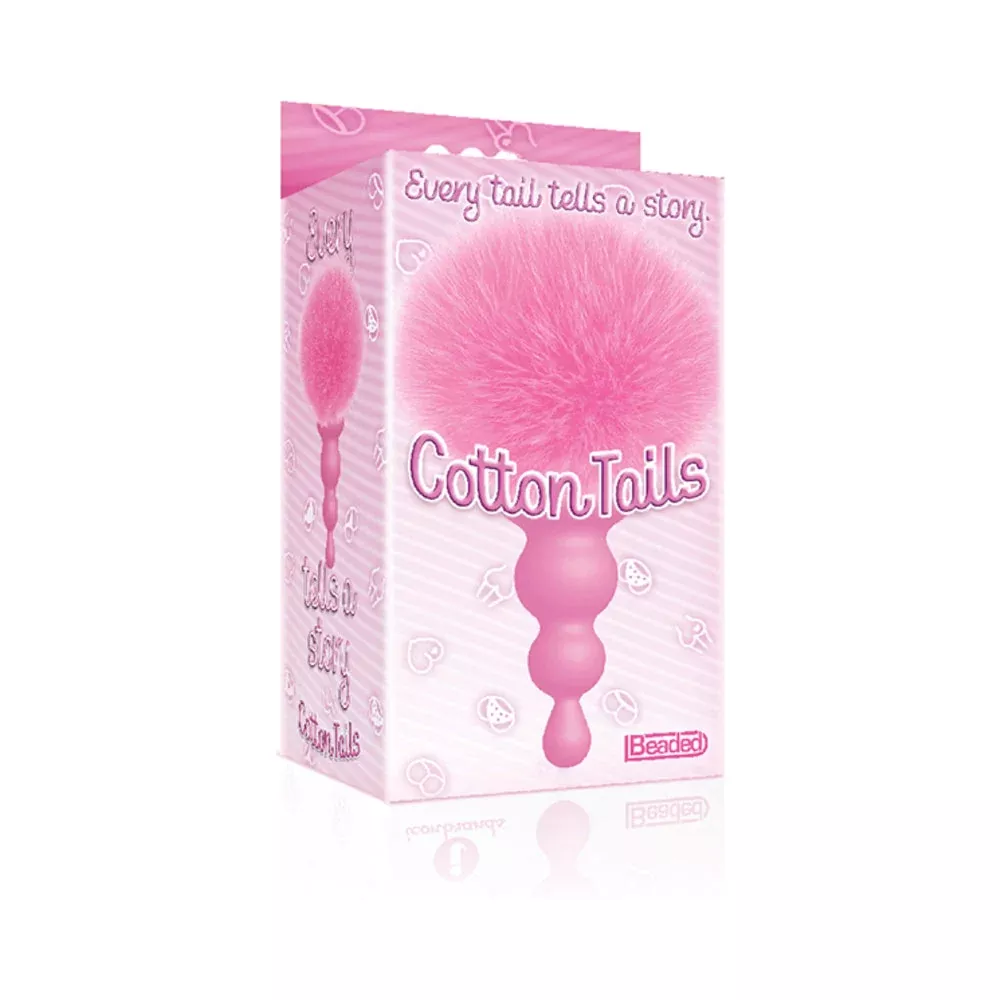 Icon Brands The 9's Cottontails Silicone Bunny Tail Butt Plug Beaded Pink