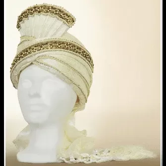 King Turban with Jewels- Beige